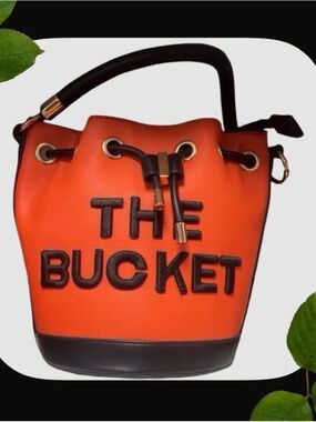 Orange Bucket Bag with Black Trim